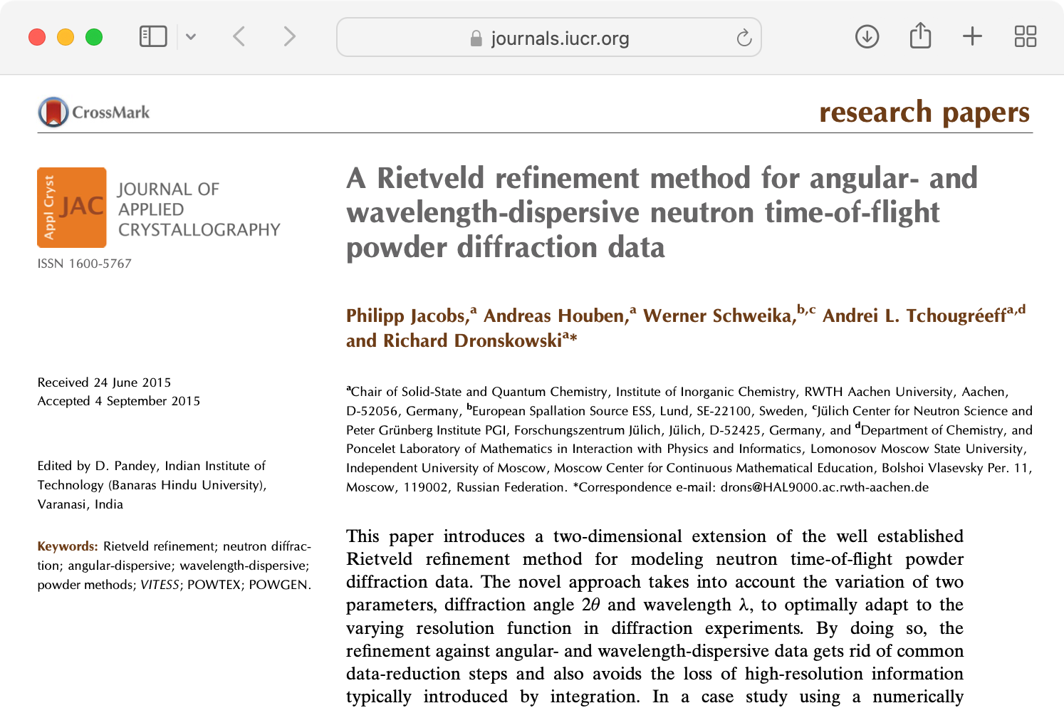 the paper on two-dimensional Rietveld refinement
