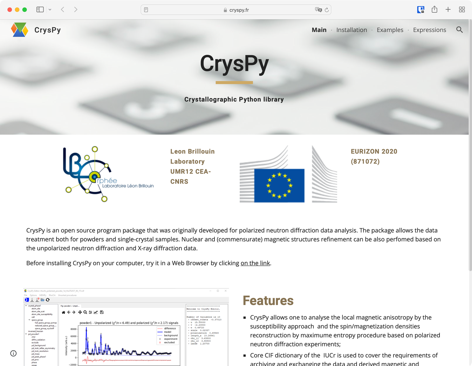 the CrysPy home page, cryspy.fr